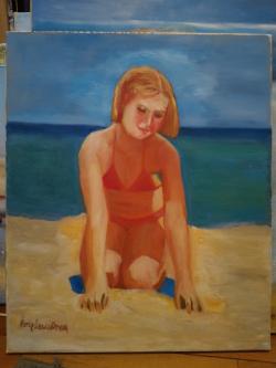 Picturi cu potrete/nuduri Fetita la mare