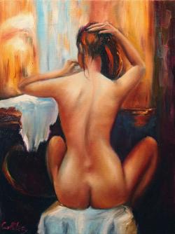 Picturi cu potrete/nuduri Nud sezand