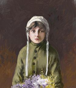 Picturi cu potrete/nuduri fetita cu flori 5