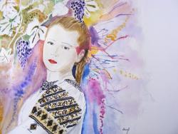 Picturi cu potrete/nuduri Tanara in costum traditional