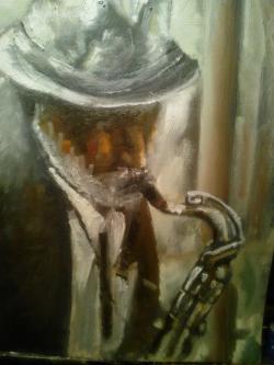 Picturi cu potrete/nuduri Cu saxofonul