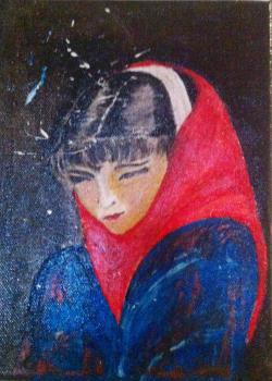 Picturi cu potrete/nuduri Fata cu broboada rosie