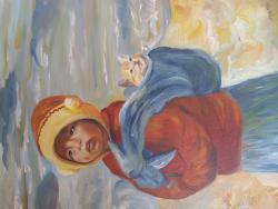 Picturi cu potrete/nuduri La fille avec le chat