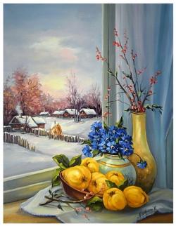 Picturi de iarna LA FEREASTRA IERNII