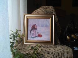 Picturi cu potrete/nuduri Fetita si cosul de mere