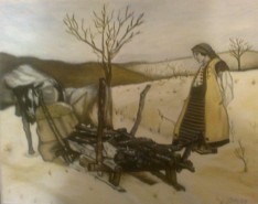 Picturi de iarna Iarna la lemne