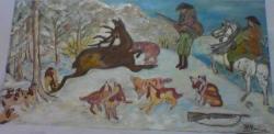 Picturi de iarna vanatoare de cerb