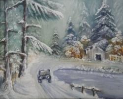 Picturi de iarna Cu mașina prin pădure iarna