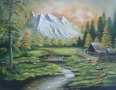 Picturi de primavara Peisaj munte