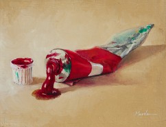 Picturi decor Pictura originala in ulei - tub rosu