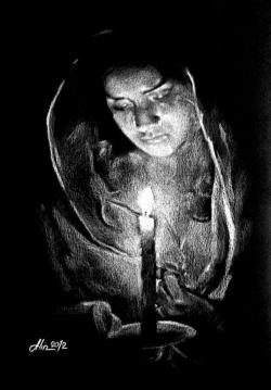 Picturi in creion / carbune Candella