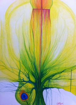 Picturi in creion / carbune Drum initiatic 