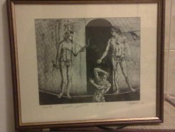 Picturi in creion / carbune Adam si eva ispita sarpele