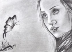Picturi in creion / carbune Like a butterfly...