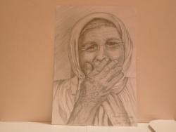 Picturi in creion / carbune Femeie de la tara