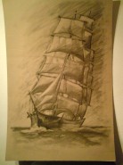 Picturi in creion / carbune Corabie