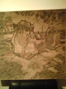 Picturi in creion / carbune Snopi de paie in provence reproducere van gogh