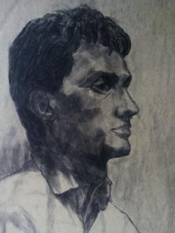 Picturi in creion / carbune carbune1 ,dupa model,in studentie anii 70