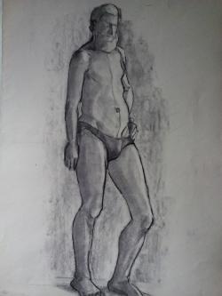 Picturi in creion / carbune c6 dupa model, in studentie anii70