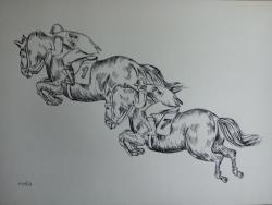 Picturi in creion / carbune cursa cai