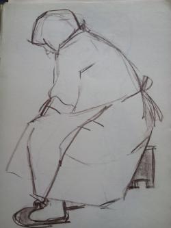 Picturi in creion / carbune st3 anii 70
