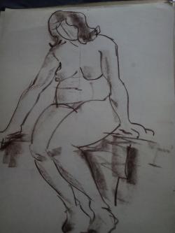Picturi in creion / carbune st 19; anii 70
