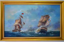 Picturi maritime navale BATALIE NAVALA PE MARE