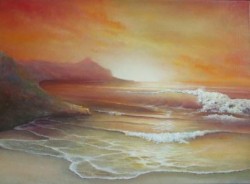 Picturi maritime navale Apus de soare la sorinot