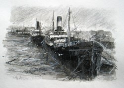 Picturi maritime navale Constanta  -  portul vechi