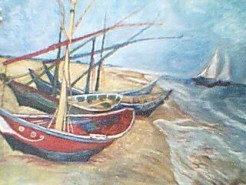 Picturi maritime navale Barci de pescuit pe plaja de la saintes-maries-de-la-mer